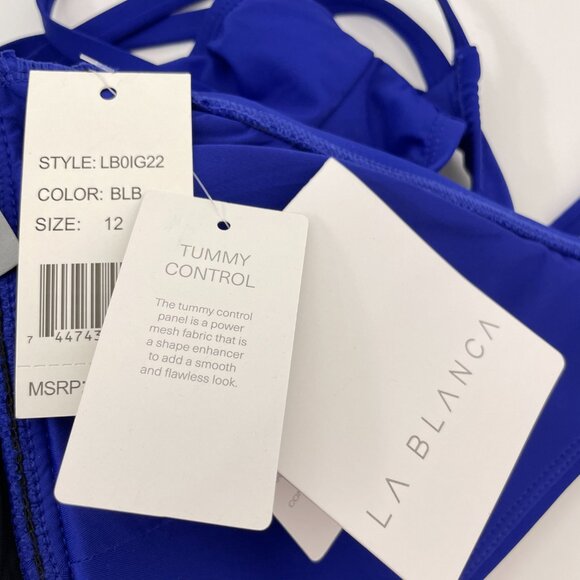 *La Blanca Island Goddess Multi Strap Cross-Back One-Piece Swimsuit Size 12 - Picture 6 of 10